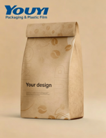 MOQ 500 pièces, sacs à fond plat personnalisés imprimés, 200g, 250g, 500g, avec différentes tailles de pochettes en papier kraft pour le pain