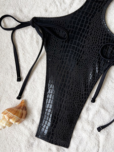 Maillot de bain une pièce tendance noir WG 2025 en matière texturée spéciale, <span class=keywords><strong>string</strong></span>, pour femme, bikinis et vêtements de <span class=keywords><strong>plage</strong></span> - Product Image 5