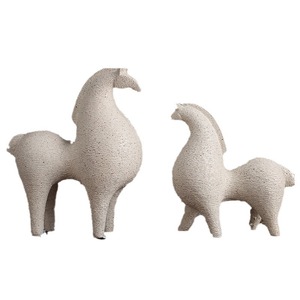 Juego de 2 Figuras Abstractas de Caballo Tang, Cerámica Hecha a Mano, Decoración de Mesa para Sala de Estar, Decoración del Hogar - Product Image 5