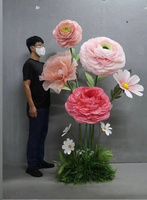 Bunga Peony Kertas Buatan Raksasa Warna Pink Berkualitas Tinggi Tahan Lama Buatan Tangan untuk Dekorasi Acara Pernikahan