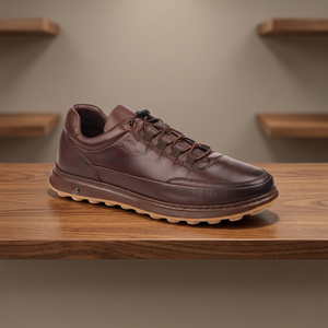 Chaussures décontractées sportives à lacets pour hommes 1154 en cuir véritable avec mousse à mémoire de forme, antidérapantes, confortables pour la marche en automne et en hiver - Product Image 3