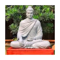 卸売屋外の庭の装飾大きな石大理石座っている仏仏教の僧侶の彫刻像オンラインショッピング