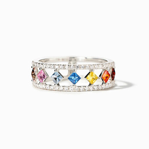 Anello geometrico colorato a doppio strato per donna, gioielli alla moda per le dita - Product Image 1