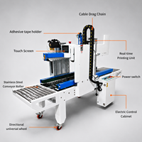 Machine de scellage automatique adaptative pour cartons avec applicateur d'étiquettes à impression instantanée pour l'emballage chimique et e-commerce