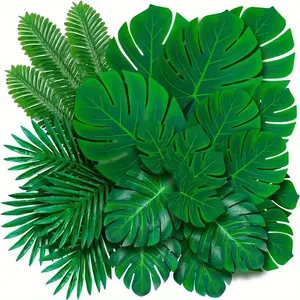 27 Stuks 6 Kinstropical Palmbladeren Set Kunstmatige Monstera Plant Decor Luau Feestartikelen Strandtafel Bruiloft Verjaardag R Thema