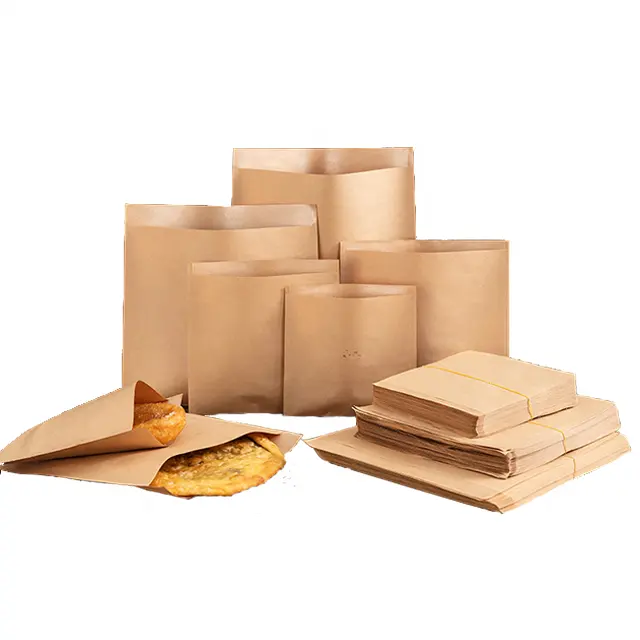 뜨거운 판매 플랫 미니 트리트 봉투 생분해성 오일 증거 왁스 빵 쿠키 캔디 샌드위치 종이 가방 스낵 포장 가방