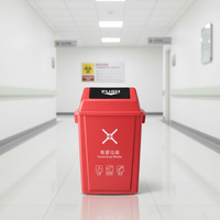 Conteneur de tri des déchets en HDPE à code couleur avec couvercle à bascule pour la gestion des déchets scolaires, de bureau et communautaires