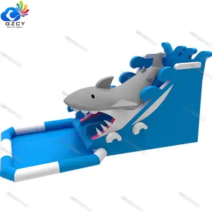 Commercial Grade Large Shark Inflatable Water Slide for Home Garden Swim Pools Custom Size PVC Outdoor Ocean Theme Slide Sale