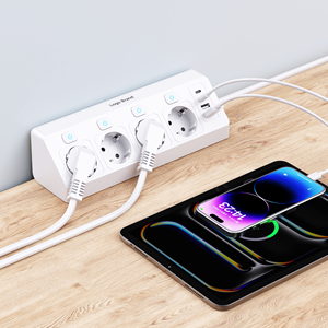 New Style Safety Desk Socket with Switch 4 Outlet EU Standard Extension Strip 16A <b>USB</b> 2 a Ports 2 Type-<b>C</b> Ports for Office Use - Product Image 3