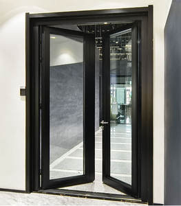 现代铝合金铝玻璃摇摆平面设计法国门框黑色门 - Product Image 5