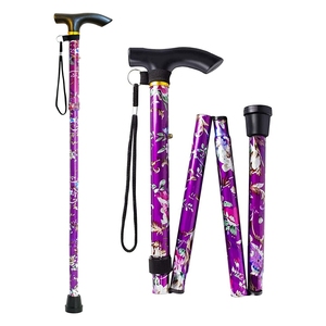 Bastón plegable <span class=keywords><strong>de</strong></span> aluminio con mango con diseño <span class=keywords><strong>de</strong></span> flores moradas para <span class=keywords><strong>mujer</strong></span>, para caminar. - Product Image 6