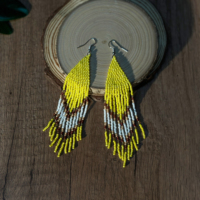 Boucles d'oreilles pendantes AHAYA pour femmes, faites à la main, style bohème, en verre filé, perles de rocaille et pompons, couleur personnalisable – Bijoux de fête fabriqués au Zhejiang
