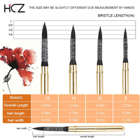 Hechunzi - Juego de 4 pinceles redondos de pelo de nailon con mango de metal dorado desmontable, para viaje, para acuarela, tamaños 8, 10, 14, 18