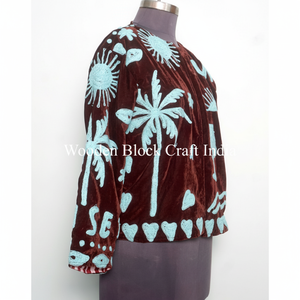 Wholesale Floral Embroidered Cotton Knitted <b>Velvet</b> Eco-Friendly <b>Jacket</b> for <b>Women</b> Handmade Suzani Ethnic Winter Coat for <b>women</b> - Product Image 1