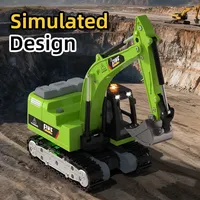 Mini-excavatrice RC en alliage JHD HG301, modèle de simulation électrique avec système sonore et lumineux, jouet télécommandé pour enfants, cadeau