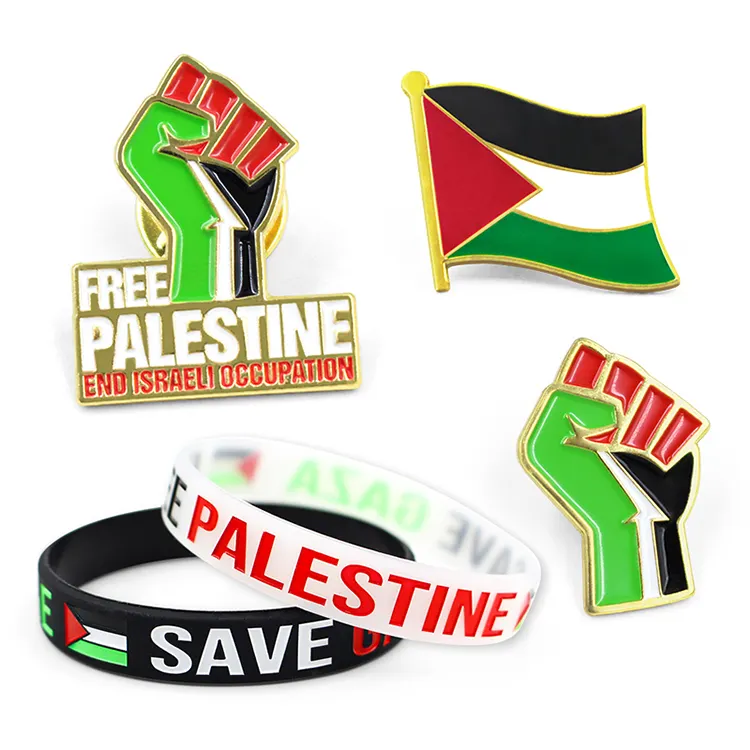 Écharpe palestinienne personnalisée Produits Autocollant Bracelet Bracelet Emblème Broche Revers Émail Palestine Badge Cadeaux Palestine Drapeau Pin