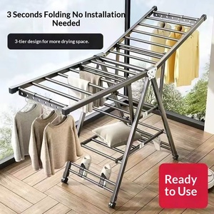 Stendibiancheria in Metallo Multifunzione, Stendino da Terra per Lavanderia, Supporto per Asciugatura Conveniente, Stendino da Balcone - Product Image 4