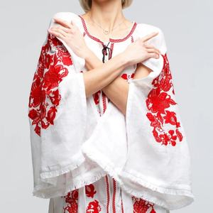 Vestido de Lino y Algodón Personalizable, Elegante, Cuello Redondo, Casual, Corte en A, Mangas Abullonadas con Volantes, Midi, Vestido de Verano para Mujer - Product Image 2