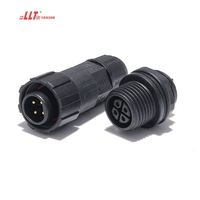 Conector Impermeable LLT M16 IP68 de 15A, 4 Pines, con Bloqueo de Tornillo, para Exteriores, Montaje en Panel, Conectores Hembra y Macho de 4 Pines