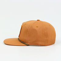 Casquette de sport en coton à 5 panneaux unisexe avec visière plate, patch en PU, couleur unie, broderie personnalisée, casquette de baseball