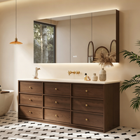 Meuble de salle de bain sur pied de haute qualité de 60 pouces avec lavabo et miroir intelligent, 9 tiroirs