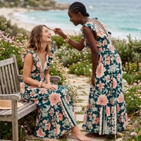Robe longue bohème à imprimé floral pour femme, idéale pour les vacances à la plage
