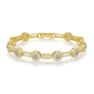 Chinesischer feiner Schmuck CZ Zirkonia Haupt diamant stein Damenmode 14 Karat vergoldetes Tennis ketten armband - Product Image 1