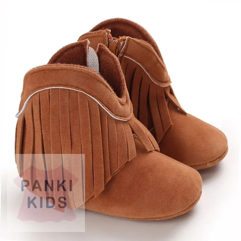 2022 New Soft Winter indoor Tassel faux suede Newborn Infant Booties Baby Cowboy Boots for Toddler girl boots