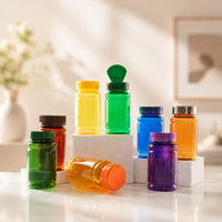 Vente en gros de flacons en plastique PET durables et résistants à l'humidité pour comprimés, suppléments et médicaments, avec impression sérigraphique 100cc