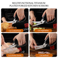 XINZUO Nouveau Ciseaux en acier inoxydable 4Cr13 Ciseaux de cuisine multifonctionnels enduits de titane gris avec poignée en PP TPE