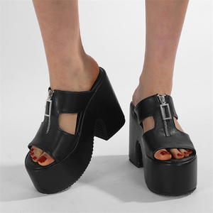 2025 Summer Women's Comfortable High Heels Waterproof Leather Platform Sandals with Breathable Toe Outdoor Wedge Jelly <b>Shoes</b> - Product Image 5