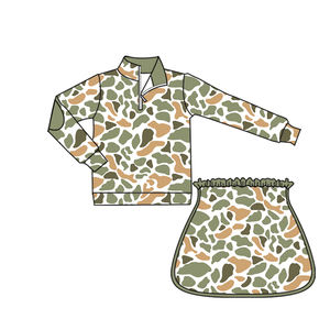 RTS New Casual Hunting Camouflage Print Little Girls Pullover Shirt Skorts Shorts Breathable 2-Piece Outfit <b>Sister</b> Kids Clothing - Product Image 4