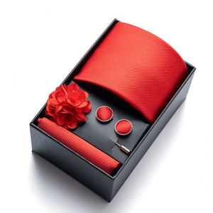 Fornitura Diretta dalla Fabbrica: Cravatta in Poliestere da Uomo con Fazzoletto Quadrato, Gemelli e Spilla, in Confezione Regalo, Accessori <span class=keywords><strong>per</strong></span> Matrimonio e <span class=keywords><strong>per</strong></span> <span class=keywords><strong>la</strong></span> Nuova Moglie - Product Image 4