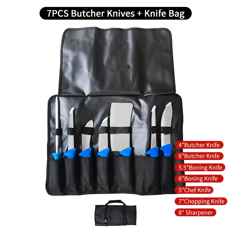 7 Coltelli da Macellaio + Borsa per Coltelli
