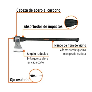 Truper Hache à fendre à usage moyen de 4 lb avec manche en fibre de verre Hache de camping de 36 'pour couper 2 unités dans une boîte - Product Image 2