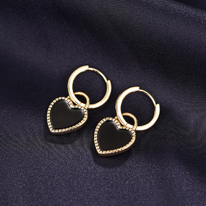 Orecchini Pendenti a Cuore in Smalto Romantici per Donne, Elegante Regalo di San Valentino, Gioielli alla Moda - Product Image 4