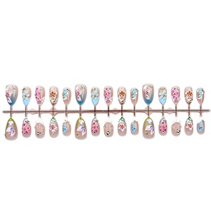 <span class=keywords><strong>Uñas</strong></span> postizas francesas 3D con diseño floral, ultracortas, en forma de almendra, estilo resort, superventas transfronterizo, arte de <span class=keywords><strong>uñas</strong></span> atrevido - Product Image 5
