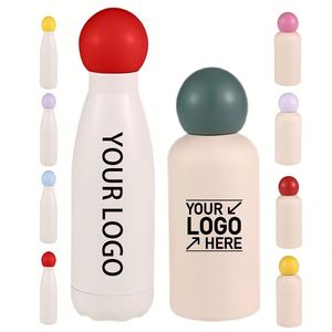 Custom logo 400ml 500ml Double Wall Insulated Gift Vacuum Flask 17oz Students Bowling Shaped Stainless Steel Sports Water Bottle - Product Image 1