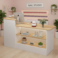 Comptoir de caisse en bois durable et écologique, bureau de réception minimaliste oblong pour magasin de vêtements, salon de beauté