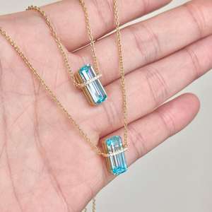 Kalung batu Topas biru Modern rapi dan rapi serta bisa dipakai dengan berbagai kostum - Product Image 5