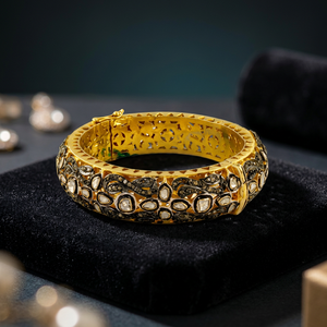 Beautiful Diamond <b>Silver</b> 22k Gold Plated Chunky Victorian Bangle Stylish Party Occasion - Product Image 2