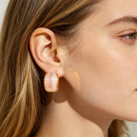 Juego de Joyería Unisex PuYing al por Mayor, Chapado en Oro de 18K, Aros Gruesos con Incrustaciones Opalescentes, Joyería de Moda para Aniversario