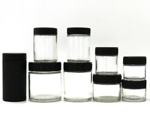 Low Profile 1oz 2oz 3oz 4oz Empty Clear Storage Container Flower Child Resistant Jar with Black Lid