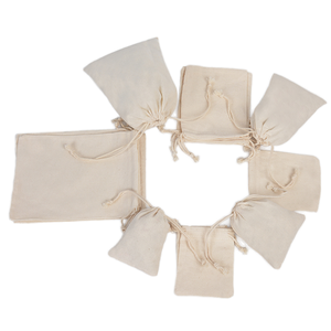 ถุงผ้าฝ้ายออร์แกนิค 100% หรูหรา พร้อมเชือกผูก พิมพ์ลายตามสั่ง เป็นมิตรกับสิ่งแวดล้อม ใช้ซ้ำได้ เหมาะสำหรับบรรจุภัณฑ์ของขวัญสำหรับผู้หญิง ดีไซน์เชือกทันสมัย - Product Image 1