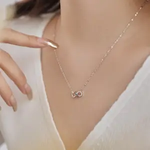 18K Gold Plated Pendant Necklace S925 Silver Lucky Infinity "8" Necklace Infinite Jewelry Eternal Love Necklace For Women Men