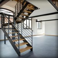 Escalier en bois moderne en forme de U Escaliers droits en acier et bois Design d'intérieur pour la maison