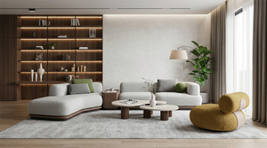 2026 Quiet Luxury Minimalist Boucle Modern Arc-Shaped Sectional With Built-in Stone Side Table GS9223 Quiet Luxury GS9223 - Product Image 3