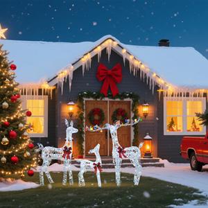 52 "+ 46" + 29 "PVC iridiscente rayado tejido Reno adorno de Navidad deslumbrante Interior Exterior juguete decorativo Ambiance Booster - Product Image 6