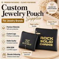 Pochette à bijoux en cuir PU, enveloppe à bouton-pression, vegan, logo personnalisé en relief, emballage cadeau en gros, sac de rangement pour bagues et boucles d'oreilles