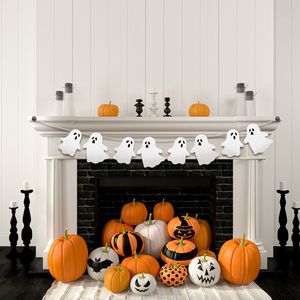 Guirnalda de Papel con Diseño de Calabaza Brillante y Caras de Fantasmas Terroríficas para Halloween, Decoración para Fiestas - Product Image 6